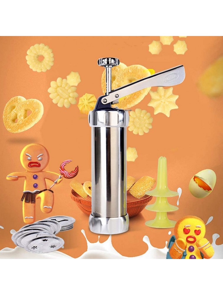 Cookie Press Gun,Stainless Steel Biscuit Press Cookie Gun Set with 20 Cookie Discs and 4 Nozzles for DIY Biscuit Maker and Decoration - BCZ308PB8