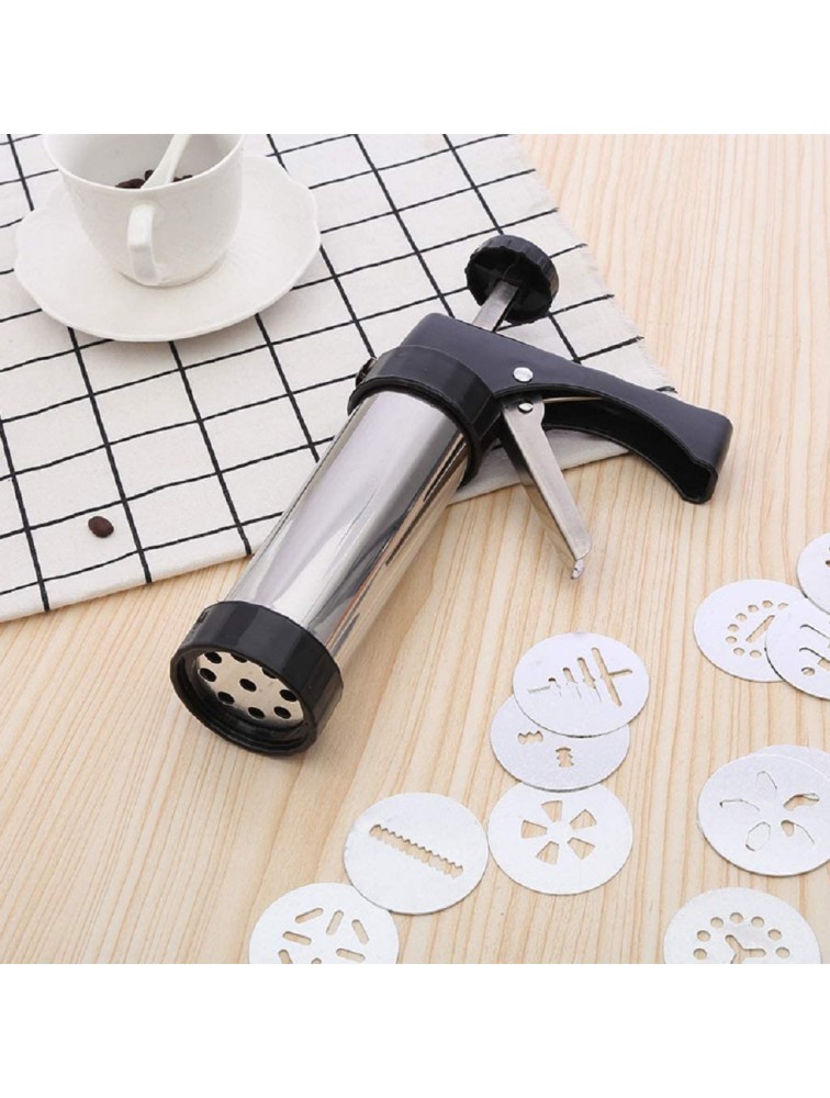 DIY Biscuit Cookie Press Gun Classic Biscuit Maker Stainless Steel Cookie Extrudes with 13 Stainless Steel Cookie Discs And 8 Icing Tips - BYOJOUQQH