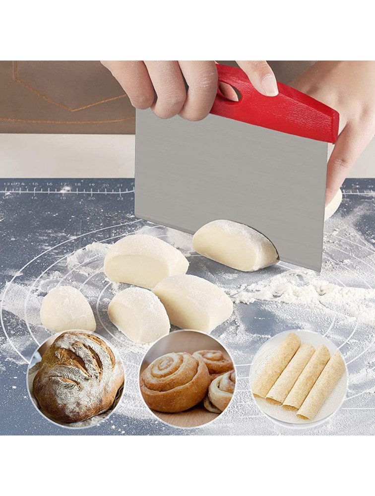 Dough Pastry Bench Scraper Knife and Cookie Press Maker Machine with 16 Discs and 6 Icing Tips for Baking Kitchen Anti-Wear Laser-Engraved Measuring Scale and Conversion Chart Anti-Slip Handle - BQ18B2FTL