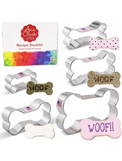 Ann Clark Cookie Cutters 5-Piece Dog Bone and Biscuit Dog Treat Cookie Cutter Set with Recipe Booklet 2" 3 1 8" 3 1 2" 4" 5" - BYV7NBTSS