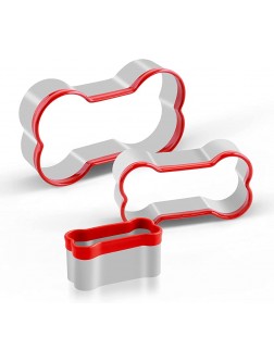 FASAKA Bone Cookie Cutters Set 3 Piece Dog Bone Biscuit Cutters Set with Red Environmental PVC for Baking - B1IMQ3P22