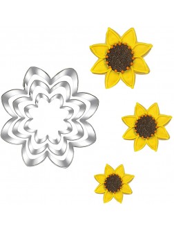 Sunflower Cookie Cutter Set-Size 3.8" 3.1" 2.6"-3 Piece-Cookie Cutters for You Are My Sunshine Baby Shower Birthday Party Decorations - BWUS41XDM