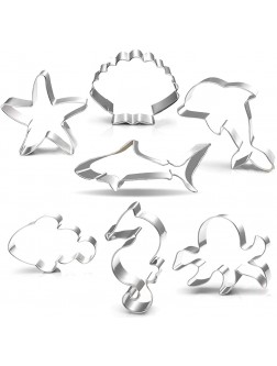 Under the Sea Creatures Cookie Cutter Set-3 inches-7 Piece-Shark Seastar Seashell Seahorse Whale Octopus Fish Cookie Cutters Molds for Kids Birthday Party Supplies Favors. - BLWP1L4LB