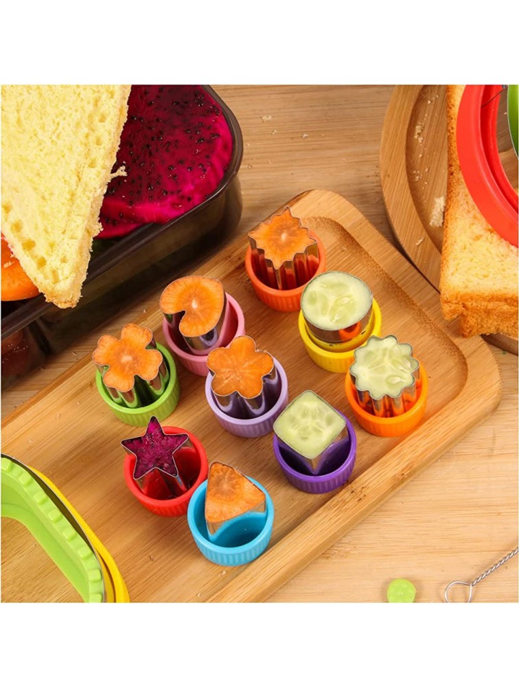 WANATAKA Sandwich Cutter and Sealer,Bread Sandwich Decruster Maker DIY Cookie Cutters for Kids Bento Box,Round Square Trilateral Shapes Sandwich Cutters with 9 pcs Fruit Vegetable Cutter Shapes Set - BQSR6Z286