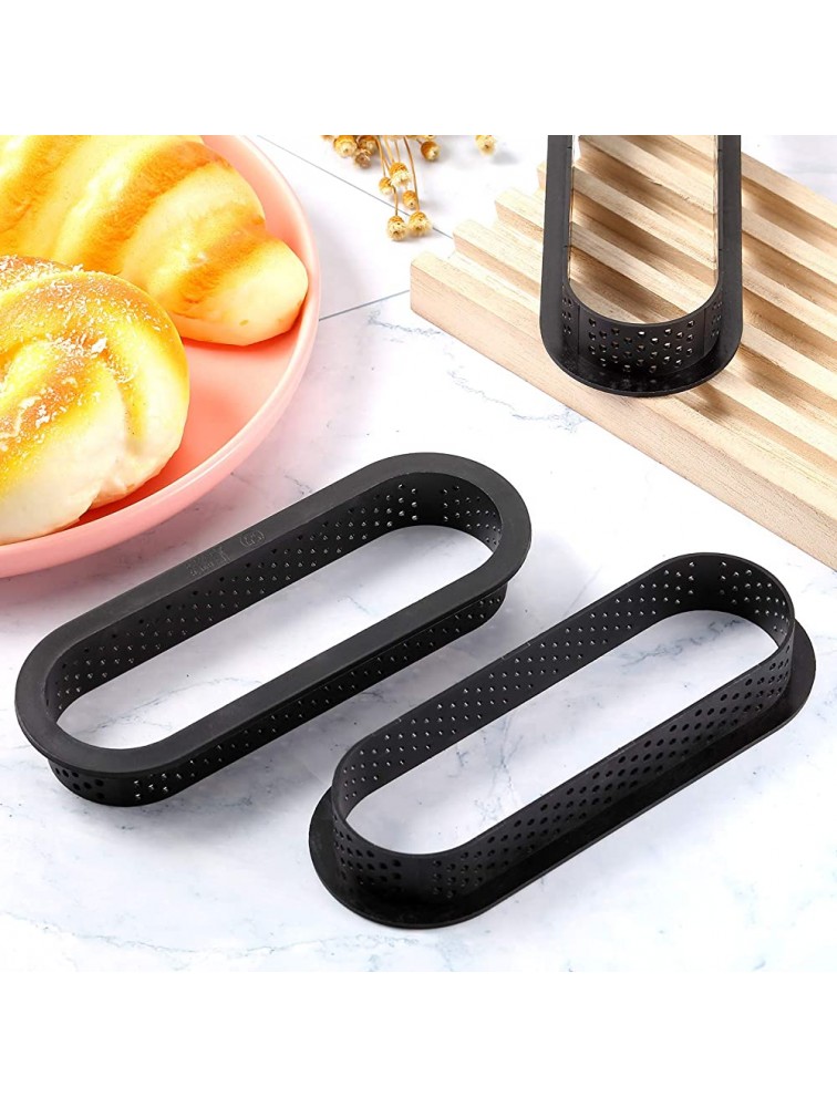 12 Pieces 5 Inch Oval Tart Rings Carbon Fiber Heat-Resistant Perforated Cake Mousse Ring Non Stick Bakeware Tart Mini Cake Mold Cake Rings for Baking Pies Quiche Cheese Cakes Desserts - BFR9GGDW8