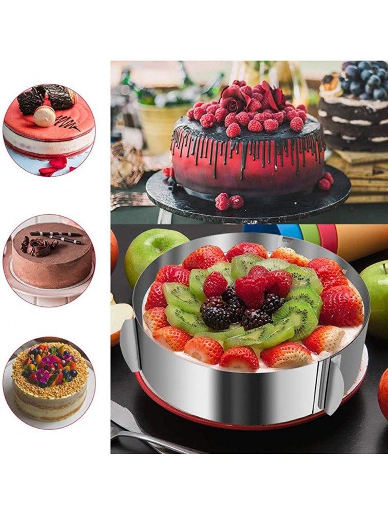 2 pack Cake Ring Mould with Scaling,Leak-Proof,Food-Safe Stainless Steel Mold,Adjustable Baking Frame From 6-12inch,for Baking Cooking Crumpets Eggs Pastry Mousse Desserts,1 pcs Rectangular+1pcs Round - BJ64XWCQZ