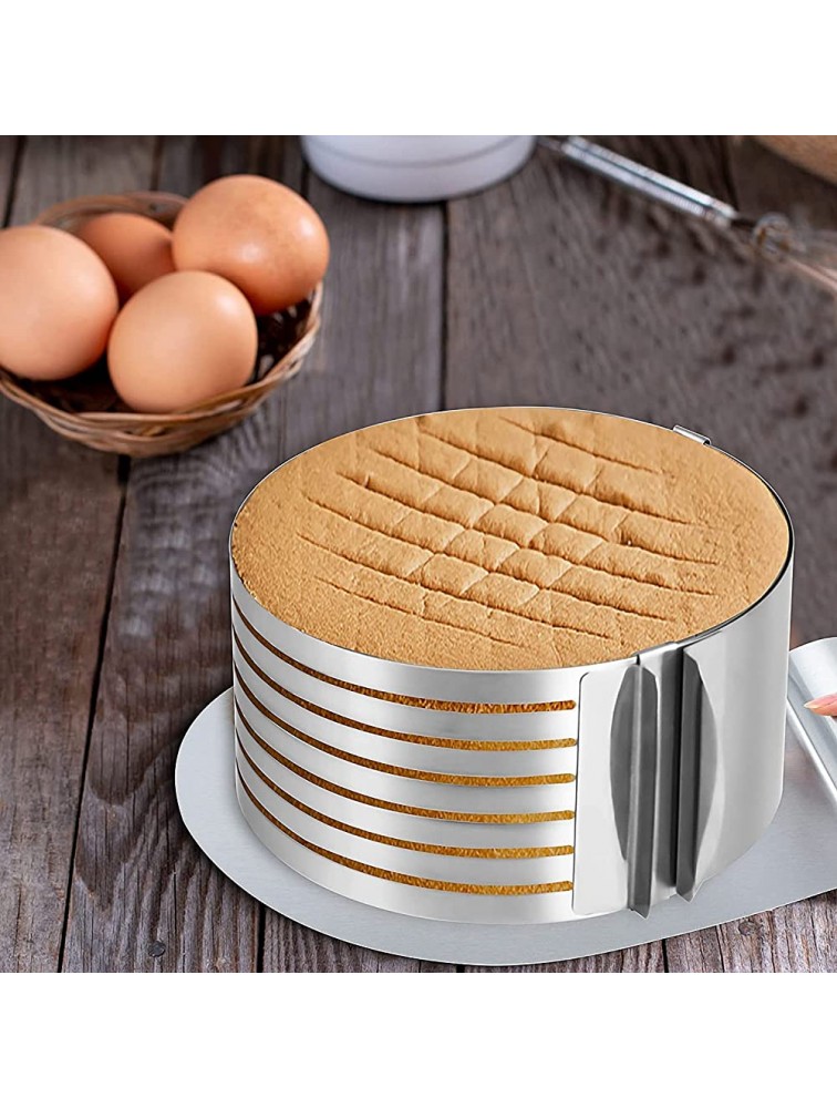 2Pcs Cake Leveler Slicer 6-8 Inch 9-12 Inch Adjustable Round Cake Rings Stainless Steel Cake Cutter Slicer with Bread Knife Baking Tool Kit Mousse Mould - B3KSD4HV1