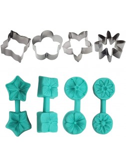 4PC Flower Sugar Art Silicone DIY Mold,4PC Stainless Steel Fondant Cookie Durable Molds Handmade Baking Tools Decorations Gift - B7ES8TGPG