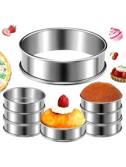 8 Pack English Muffin Rings Crumpet Ring,Double Rolled Stainless Steel Crumpet Rings Non Stick Metal Round Egg Ring Mold or Home Food Making Baking Tool（3.4 Iinch - B70STAA9A