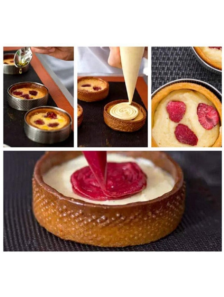 AKA 10Pcs ６cm Round Shape Cake Mold Mousse Circle Cutter Decorating Tool French Dessert DIY Perforated Ring Non Stick Bakeware Tart Cake Mousse Ring - BS3IJX7S0