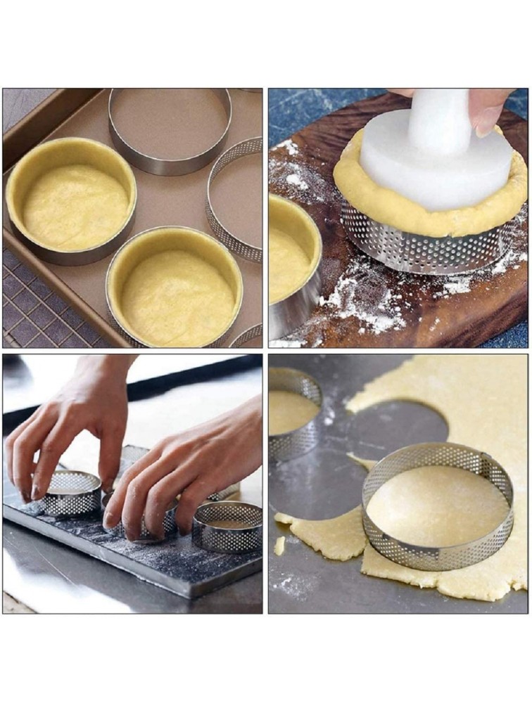 AKA 10Pcs ６cm Round Shape Cake Mold Mousse Circle Cutter Decorating Tool French Dessert DIY Perforated Ring Non Stick Bakeware Tart Cake Mousse Ring - BS3IJX7S0