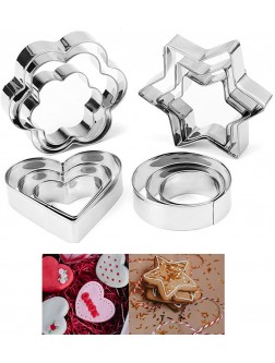 Cookie Cutters Biscuit Shapes Set,Stainless Steel Pastry Ring Mousse and Pastry Mini Baking Ring Mold for Desserts Making | Heart Star Shaped Mold Cookie For Halloween Christmas Valentine,12PCS - BLJ2WRC2F