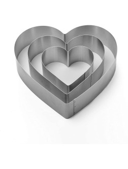 Heart Cake Mold Ring Set-4 6 8 Inch Large Heart Cookie Cutter Pancake Mold Stainless Steel - BKKN3HRP1