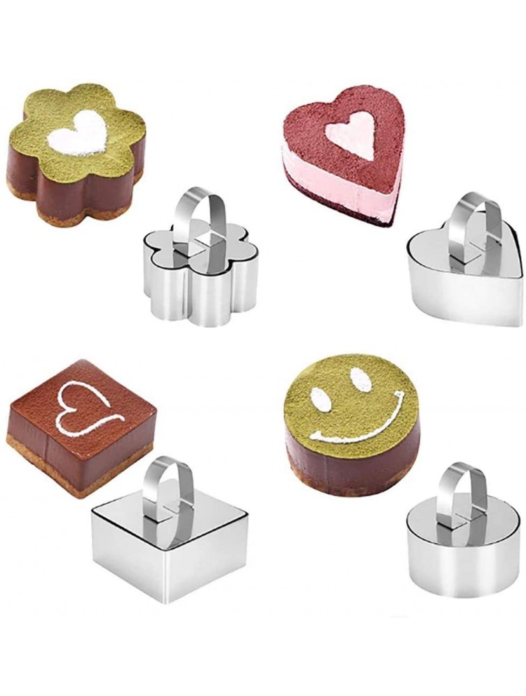 JETTINGBUY 4 Pack Cake Rings,Stainless Steel 3 x 3 inch Cheese Cake Mold Baking Pastry Rings with Pusher,Cupcake Mold Salad Dessert Mold Cake Decorating Tools - B8HTAAM08