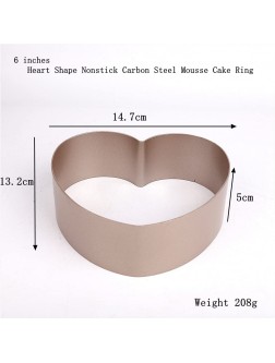 LoBake6 8 inches 5cm Height Square Heart Shape Carbon Steel Mousse Cake Ring Mold Cheese Tiramisu Mould Cheese Molds DIY Bakery Tools 6 inches Heart - BA7F4FCGB
