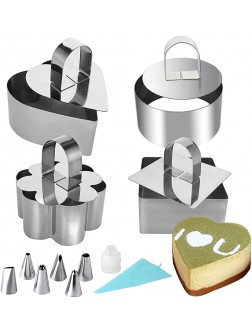 Mousse Cake Ring Mold 4Pcs Stainless Steel Mini Small Baking Pastry Rings for Cheese Dessert Salad with Pusher Cake Decorating Tools - BCZUDDLUM