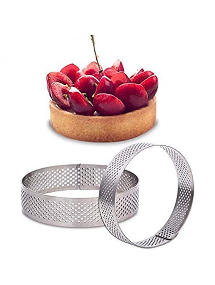 Sunnym 10Pcs Cake Mousse Ring Mould Kitchen Baking Dessert Steel Round Perforated Fruit Pie Quiche Cake Mousse 6cm - BNO7EYUF8