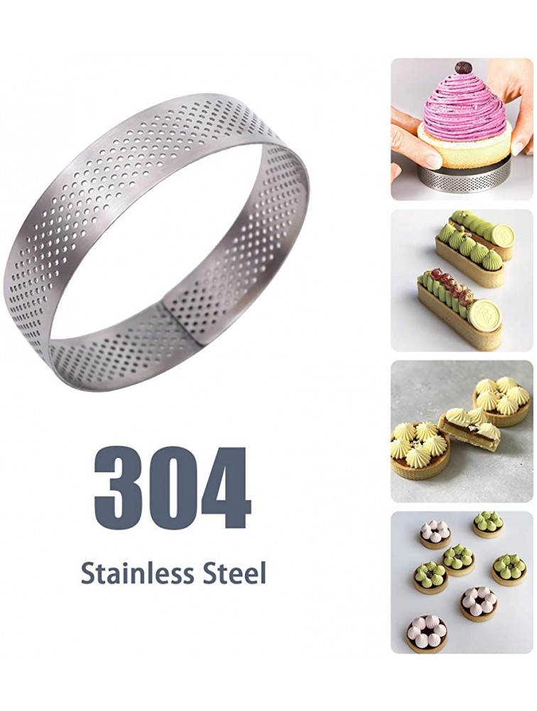 Tart Rings Stainless Steel Heat-Resistant Perforated Tart Ring Mousse Mould Bottom Tower Pie Cake Mold Baking Dessert Ring Tools（5 Different Shape） - B7TVWPTHA
