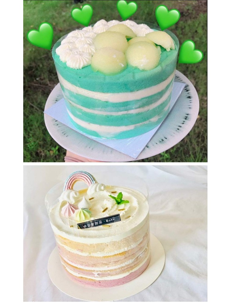 WOIWO 4 PCS 6Silicone Small Green Plate Cake Mold Round Heart Layered Rainbow Baking Tray - BPJNY6KHU