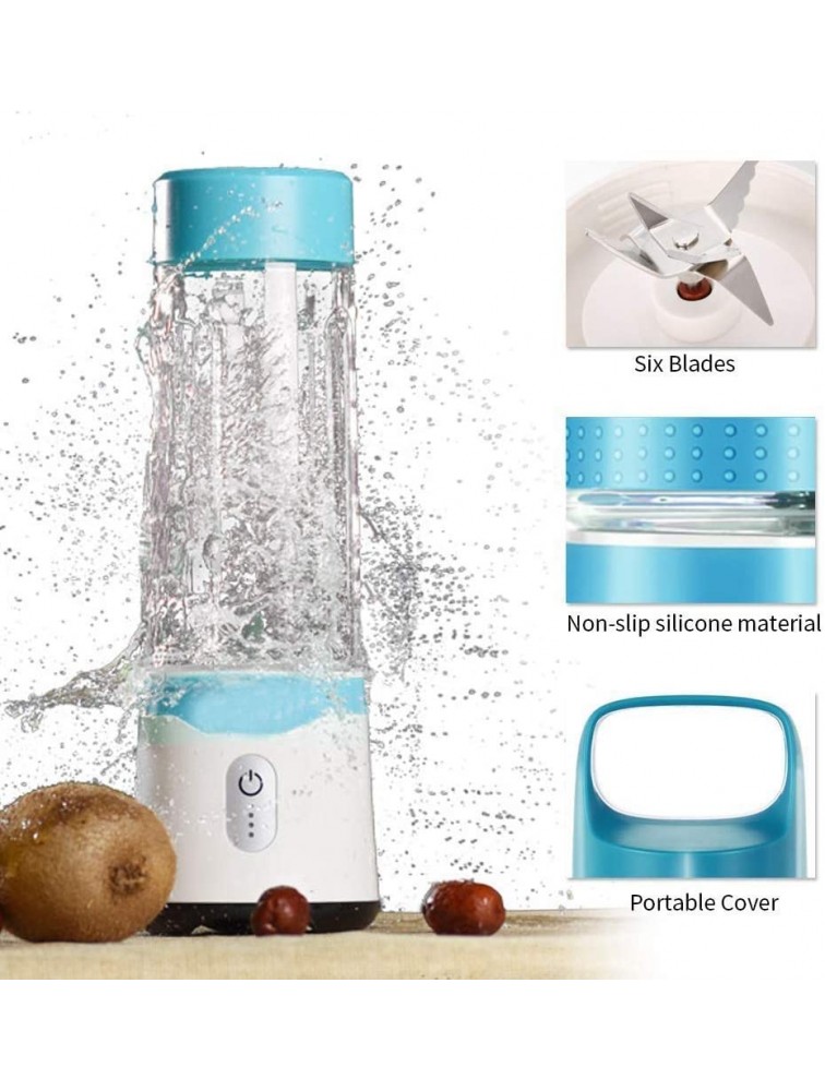 BJQ Portable Blender USB Juicer Rechargeable Travel Juice 350ML 500ML 6 Blades Baby Food Mixer Ice Smoothie Drop Shipping a Blue As Shown - BHB4DU0ZP