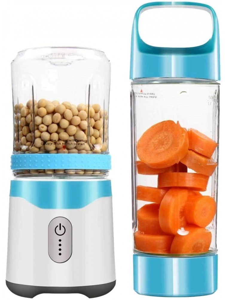 BJQ Portable Blender USB Juicer Rechargeable Travel Juice 350ML 500ML 6 Blades Baby Food Mixer Ice Smoothie Drop Shipping a Blue As Shown - BHB4DU0ZP