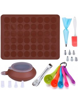 GARCENT Macaron Baking Mold Non-Stick Silicone Pastry Baking Mat Set 48 Capacity with Food Tongs Measuring Spoon Silicone Spatula Cake Decorating Supplies - B2A76L8RQ
