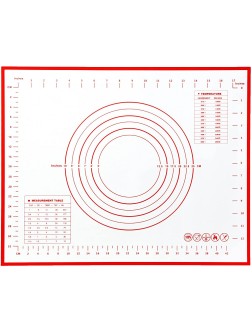 Non Slip Silicone Pastry Mat with Measurements Nonstick 16 x 20 Inch Thick Baking Mat for Rolling out Dough Red Food Grade Silicone Baking Mats for Cookie Cake Pizza - BFV2NJ3HA