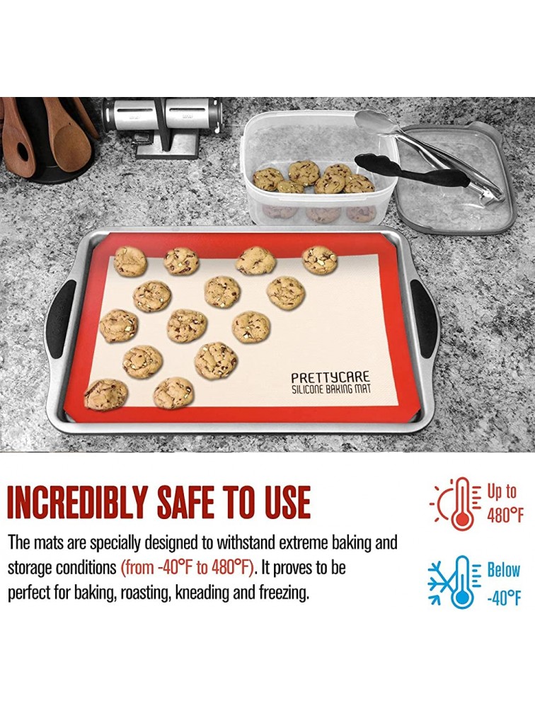 Silicone Baking Mat Set by PrettyCare 2 Half Sheet and 1 Quarter Sheet Non Stick Cookie Baking Supplies for Bake Pans & Toaster Oven Macaron Pastry Bun Bread - BVTHMDYY7