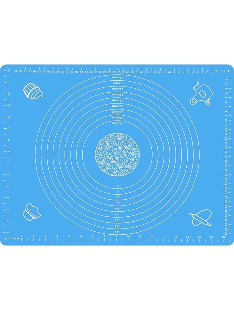 Silicone Pastry Mat for Rolling Dough Non Slip Extra Large,Nonstick Pastry Baking Mat with Measurements,Silicone Dough Rolling Mat with Dough Scraper 20 inch x 16 inch,Blue - BRHL5DYAZ