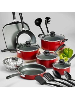 18 Piece Nonstick Pots & Pans Cookware Set Kitchen Kitchenware Cooking NEW RED 5.91 x 1.18 x 1.18 '' 80119567 - B5FX4UQIW