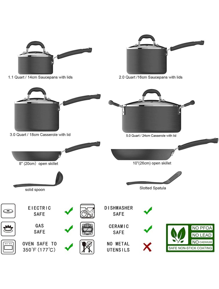 Basics Hard Anodized Non-Stick 12-Piece Cookware Set Black Pots Pans and Utensils - BL33U3DR5