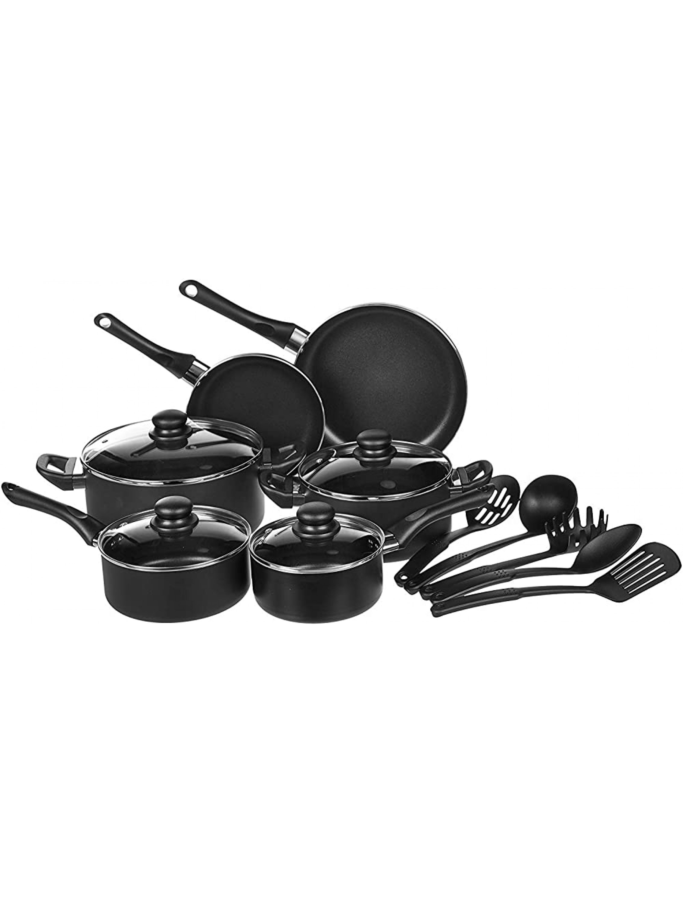 Basics Non-Stick Cookware Set Pots Pans and Utensils 15-Piece Set - BFPMRKP71