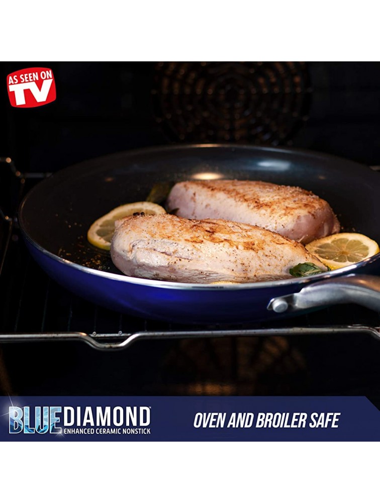 Blue Diamond Cookware Diamond Infused Ceramic Nonstick 14 Piece Cookware Pots and Pans Set PFAS-Free Dishwasher Safe Oven Safe Blue - BGK5F1NV7