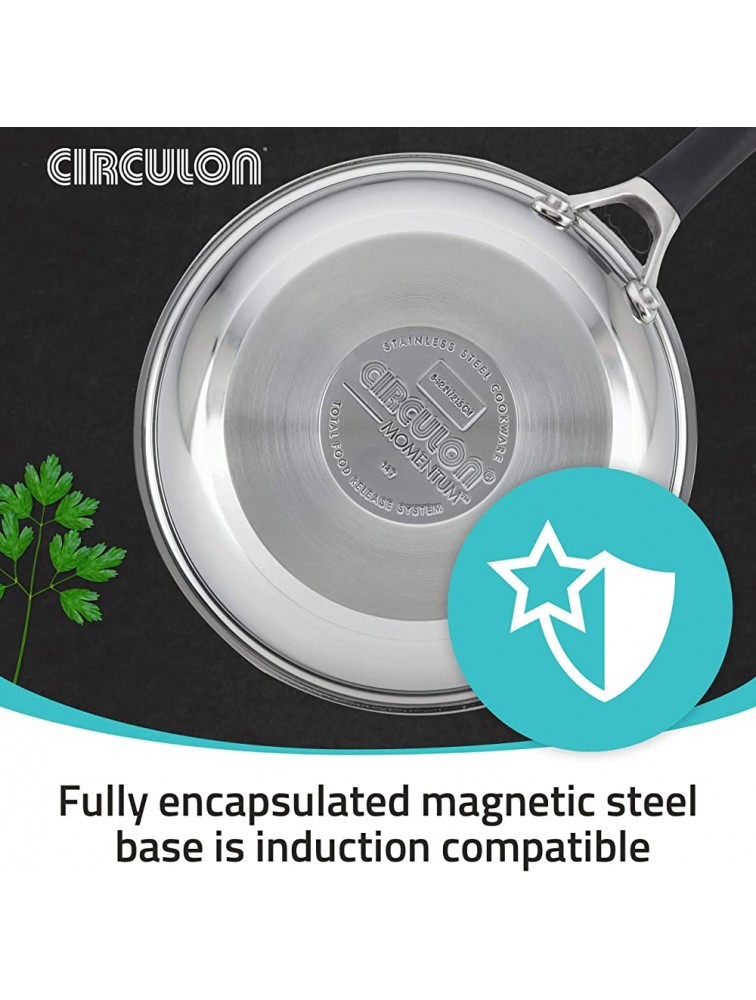Circulon Momentum Stainless Steel Nonstick Cookware Set with Glass Lids 11-Piece Pot and Pan Set Stainless Steel & Momentum Stainless Steel Sauce Pan Saucepan with Straining and Lid 3 Quart Silver - BF40BOAFH