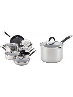 Circulon Momentum Stainless Steel Nonstick Cookware Set with Glass Lids 11-Piece Pot and Pan Set Stainless Steel & Momentum Stainless Steel Sauce Pan Saucepan with Straining and Lid 3 Quart Silver - BF40BOAFH
