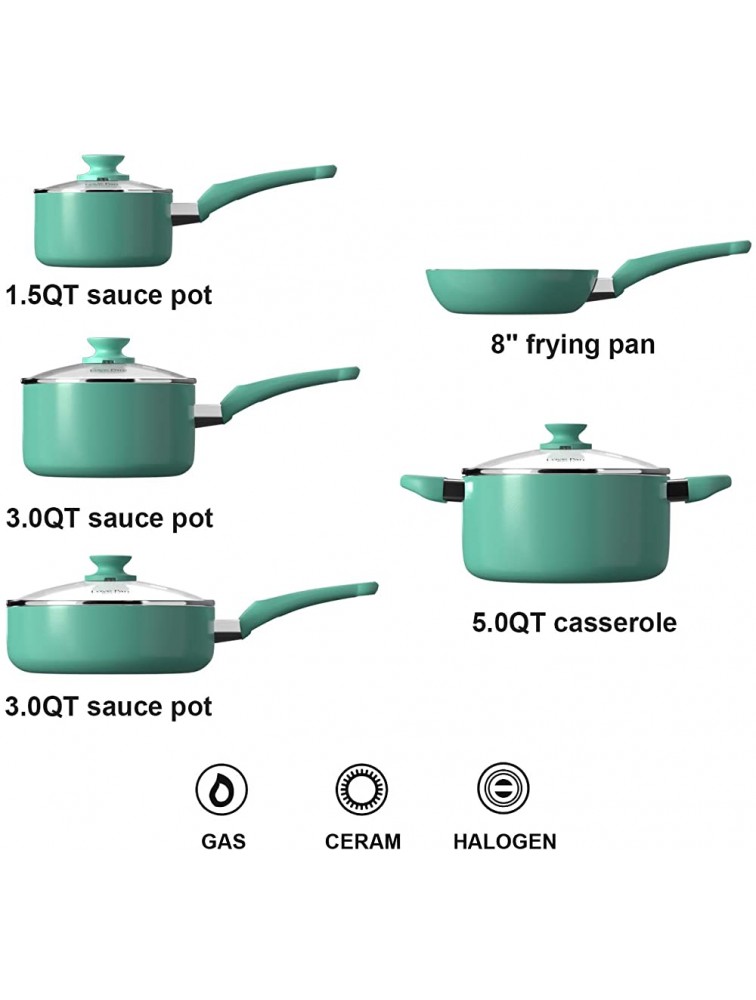 Cook Code 12 Piece Non-Stick Ceramic Kitchen Cookware Set Ceramic Pots and Pan Set Pan Set Pot Set Stockpot Sauce Pan Skillet Dishwasher Suitable,Blue - BCCMF7HVP