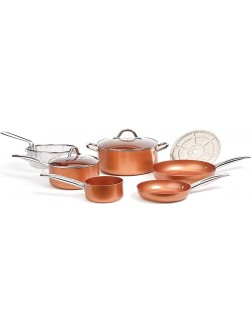 Copper Chef Cookware 9-Pc. Round Pan Set Aluminum and Steel with Ceramic Non-Stick Coating Cookware Set Includes Lids Frying and Roasting Pans Accessories Pots and Pans Set - BEM3I7D5Z