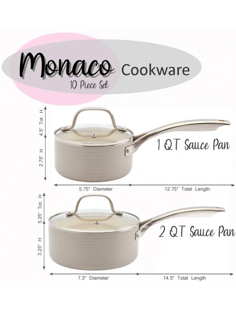 Denmark Tools for Cooks Monaco Cookware Collection Non-Stick Durable Aluminum Oven Safe 10 Piece Monaco Cookware Set in Snow White - B8D6TAUSO