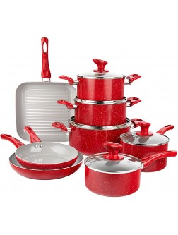 Granitestone Nonstick Cookware Set 13 Piece Nonstick Pots and Pans Set with Triple Layer Diamond Coating 100% PFOA Free Stay Cool Touch Handles Metal Utensil Safe Oven & Dishwasher Safe Red - BW42XHFWZ