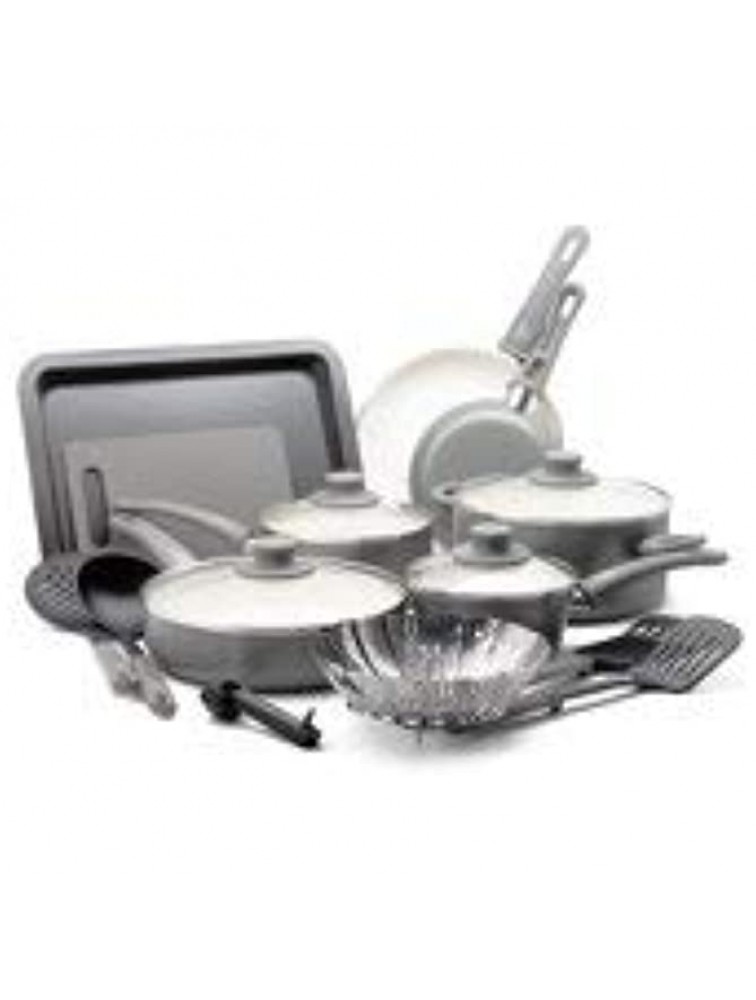 GreenLife Soft Grip Absolutely Toxin-Free Healthy Ceramic Non-stick Cookware Set 18-Piece Set Grey - B80R8WM44