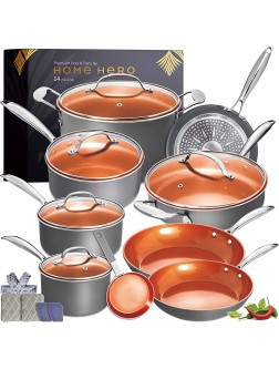 Home Hero Pots and Pans Set 14 Pc Nonstick Kitchen Cookware Sets Induction Cookware Pans for Cooking Pot and Pan Set Stainless Steel Pots and Pans Set Copper Kitchen Set Cooking Set Cookware Set - B4BOBDNKQ