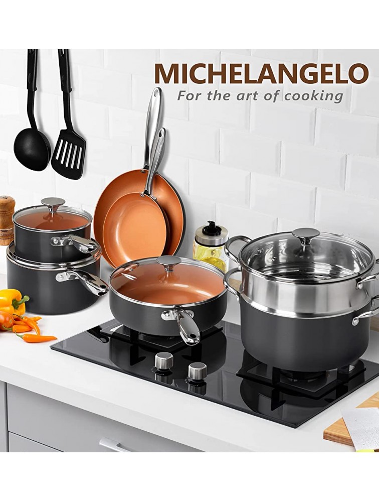 MICHELANGELO Copper Pots and Pans Set Nonstick Hard Anodized Cookware Set With Ceramic Coating Induction Pots and Pans Copper Cookware Set Essential Ceramic Cookware Set 12-Piece - BOQYHG1LV