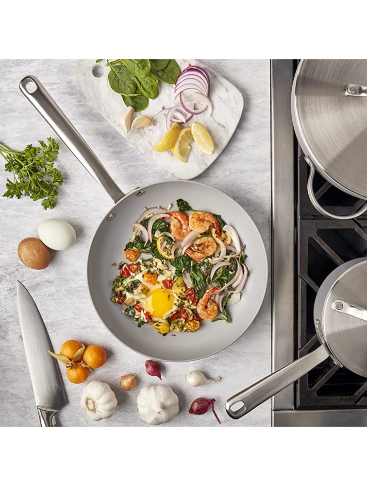New Epicurious Professional Grade Cookware- Induction Dishwasher Safe Oven Safe Non-stick Premium Quality 10 Piece Aluminum Pearl Cookware Set - BG5PLZBKV