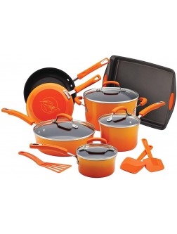 Rachael Ray Brights Nonstick Cookware Pots and Pans Set 14 Piece Orange Gradient - BL8SMIS4I
