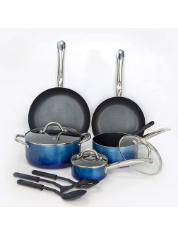 Re.Cook Kitchen Cookware Sets Nonstick Pots and Pans Set 12 Pcs Blue Non Stick Granite Cooking pot set Induction Cookware Set Dishwasher and Oven Safe - BPCGFEOGA