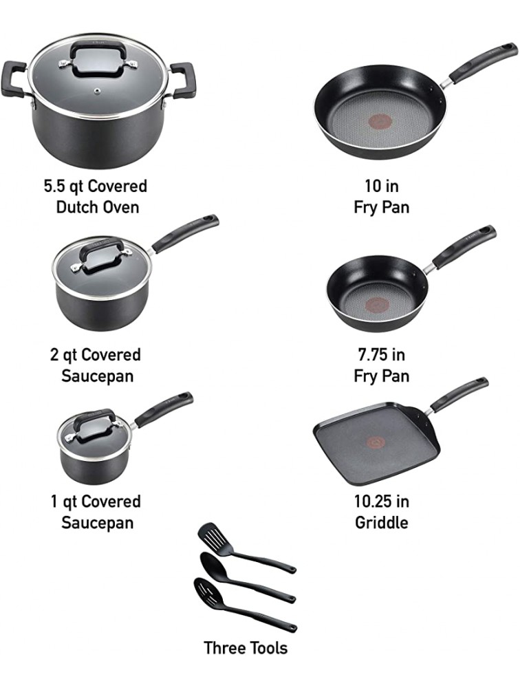 T-fal Signature Nonstick Dishwasher Safe Cookware Set 12-Piece Black - BXKOPMDYD