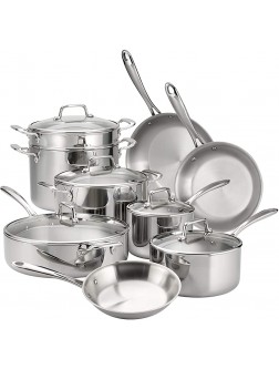 Tramontina Stainless Steel Tri-Ply Clad 14-Piece Cookware Set Glass Lids 80116 1013DS - BDFWUAUQW