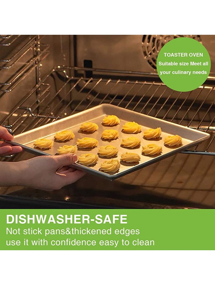 Baking Pans Sheet 3 Piece Large Cookie Sheets Stainless Steel Baking Pan for Toaster Oven Umite Chef Non Toxic Tray Pan Mirror Finish Easy Clean Dishwasher Safe 10 x 8 x 1 inch - BJY95J4XE