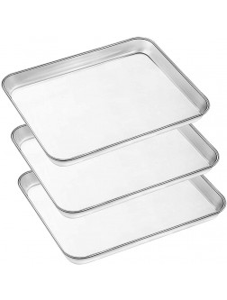 Baking Pans Sheet 3 Piece Large Cookie Sheets Stainless Steel Baking Pan for Toaster Oven Umite Chef Non Toxic Tray Pan Mirror Finish Easy Clean Dishwasher Safe 10 x 8 x 1 inch - BGZEGCOI1