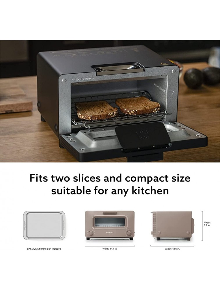 BALMUDA The Toaster | Steam Oven Toaster | 5 Cooking Modes Sandwich Bread Artisan Bread Pizza Pastry Oven | Compact Design | Baking Pan | K01M-WC | Taupe | US Version… - BOIKKNVAU